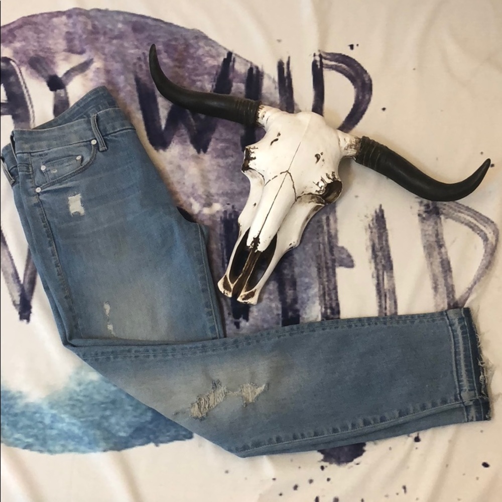 Mother Undone Hem Looker Crop Jeans